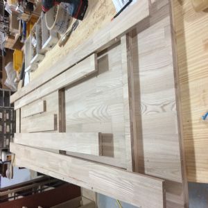 싱크대상판 원목(특수목) 36mm(뒷턱포함,싱크볼 별매)(기타볼(도면))(물푸레) (3410*36*620)(샌딩)(1개)