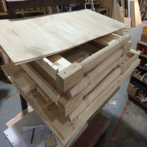 유로 서랍 원목 책꽂이 책상(홍송) (1200*1320*800)(샌딩)(2개)