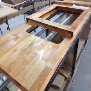 싱크대상판 원목(특수목) 36mm(오일 코팅,뒷턱포함,싱크볼 별매)(기타볼(도면))(자작나무) (2650*36*650)