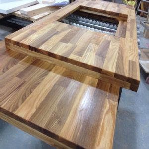 싱크대상판 원목(특수목) 42mm(오일 코팅,뒷턱포함,싱크볼 별매)(기타볼(도면))(물푸레) (3230*42*650)