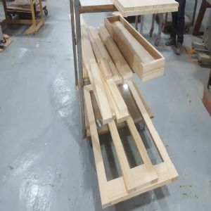 와이드 윈도우 스윙도어 양쪽 여닫이 원목 중문(투명강화유리)(소나무) (1110*2200*100)