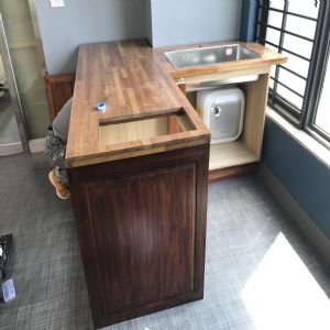 싱크대 ( 하부장2740 mm * 700 mm * 600 mm)(애쉬물푸레(요트공법))(내부장 오크색)(조립설치)