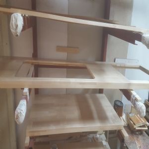 싱크대 ( 상부장600 mm * 800 mm * 310 mm 하부장3400 mm * 700 mm * 600 mm)(베이직 뉴송+자작4mm)(내부장 오크색)