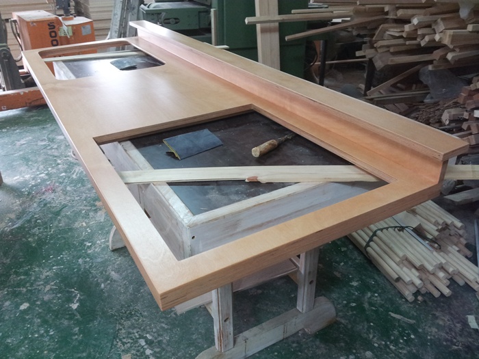 원목(특수목) 싱크대상판 36mm(뒷턱포함,싱크볼 별매)(자작합판) (1850*36*600)(도색 완제품)(스테인   바니쉬 반광 네츄럴 오크)(1개)