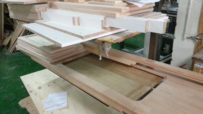 싱크대 ( 하부장2700 mm * 700 mm * 570 mm)(물푸레문짝)(0 mm)(내부장 백색)