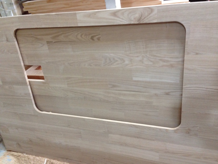 싱크대상판 원목(특수목) 42mm(오일 코팅,뒷턱포함,싱크볼 별매)(기타볼(도면))(물푸레) (3920*42*600)