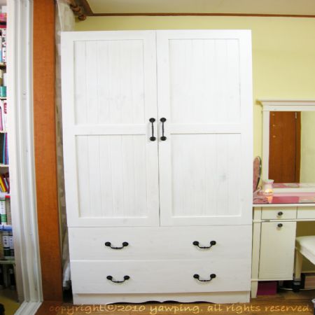 화이트워싱 2단 서랍 원목 옷장(^-^)♥