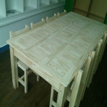 미송 집성원목 서랍 없는 책상