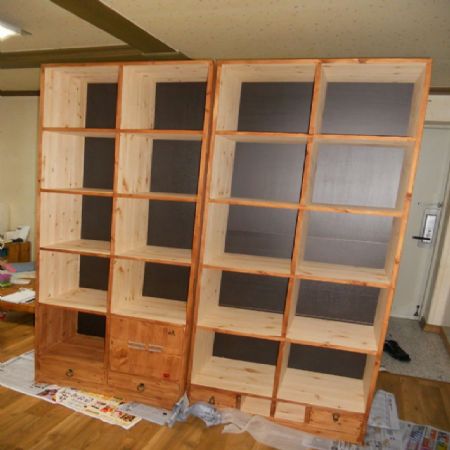 홍송으로 만든 5단 LP장 