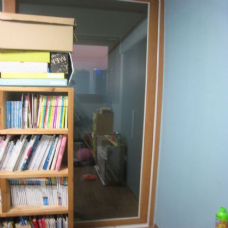 패널합판으로 통유리 베란다 문 가리기