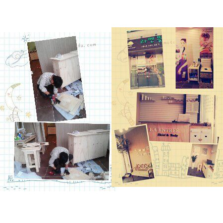 소나무 시즈닝 주방 수납장