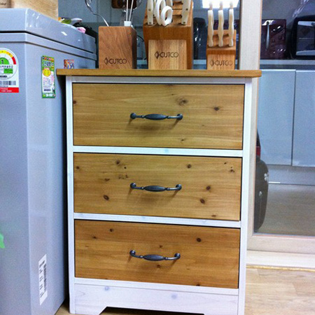 미첼 서랍장 집성원목 3단