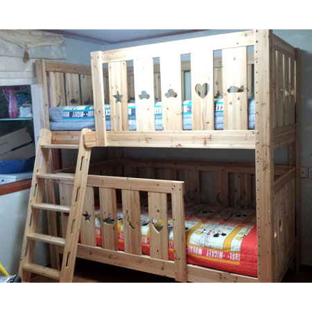 삼나무로 만든 스마트 2층 침대
