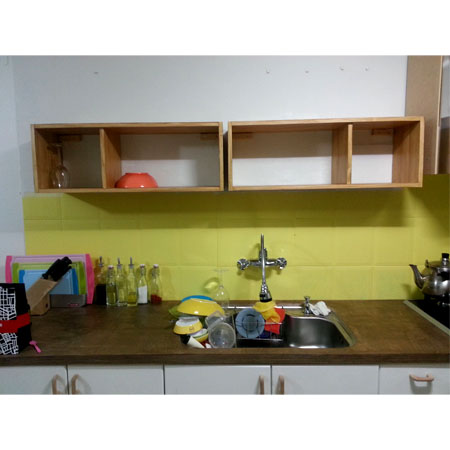 자작나무 싱크대 상판 교체.