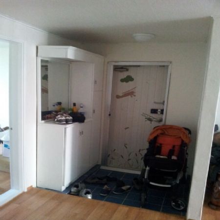 삼나무로 만든 현관 중문과 신발장