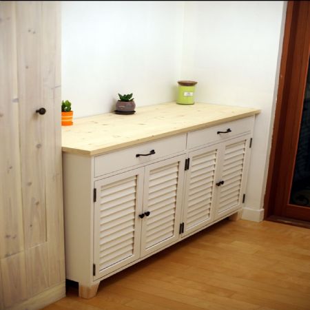 집성목으로 만든 재활용 쓰레기 수납장