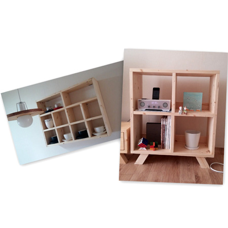 스프러스로 만든 거실수납장과 그릇선반