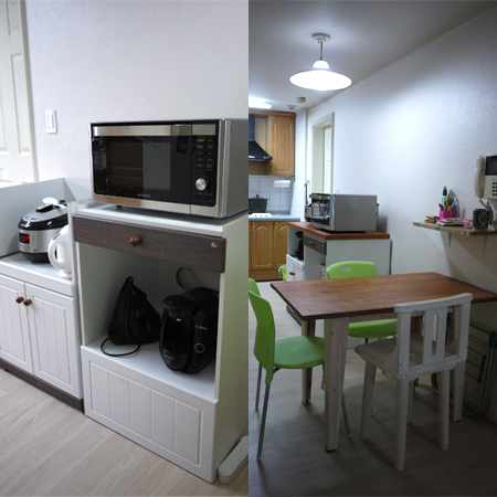 식탁과 주방 수납장