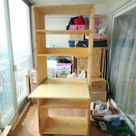 소나무와 참나무로 만든 5단 선반장 