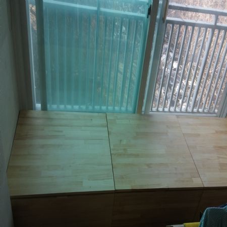 소나무 집성목으로 만든 수납용 BOX (거실 확장 공간)