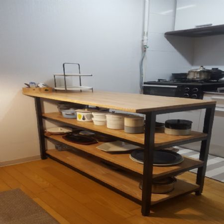 애쉬집성목 아일랜드 보조조리대