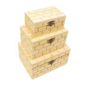 원목 사각 벽돌조각 박스 대형