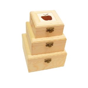 원목 사각 박스 대형 사과무늬