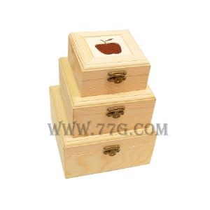 원목 사각 박스 소형 사과무늬