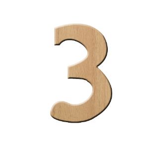 이니셜 쿠키체 두께 60x60x3mm 숫자 3 오크