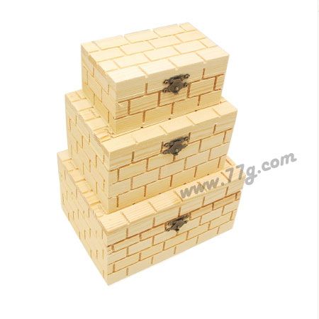 원목 사각 벽돌조각 박스 소형