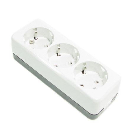 둥근형 노출 접지 콘센트 3구 220V 1