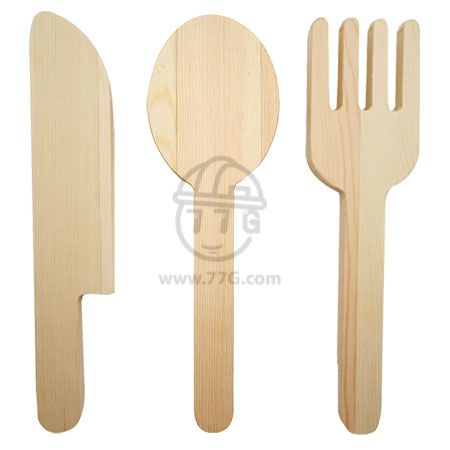 원목 포크아트 재료 포크,수저,칼 세트 두께(15mm) 1
