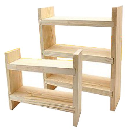 베이직 다단 원목 선반 선반간격 80mm