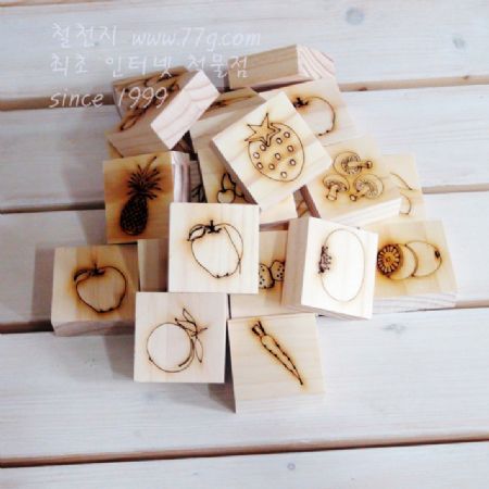 교육용 원목 블럭 과일 채소 토마토 48x48x18mm 1