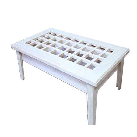 짜임 격자 원목 식탁 테이블 + 8mm 강화유리 1