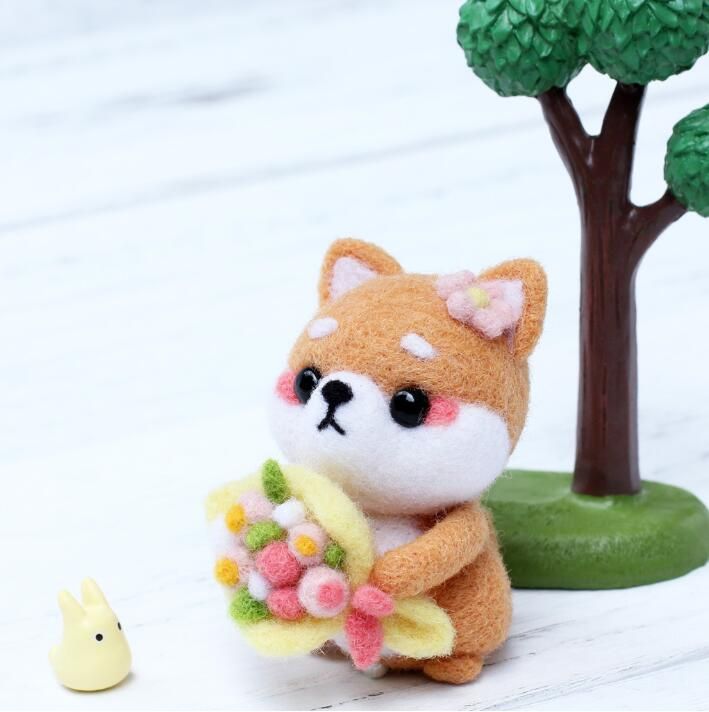 꽃다발 안은 시바견 B24 1