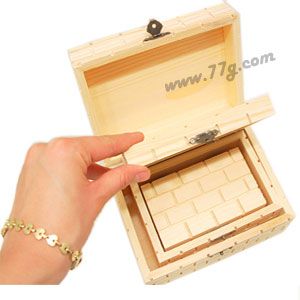 원목 사각 벽돌조각 박스 소형 4