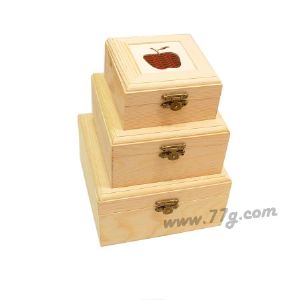 원목 사각 박스 중형 사과무늬 2