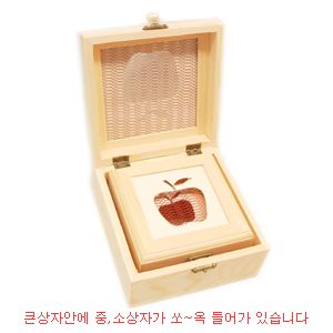원목 사각 박스 중형 사과무늬 4