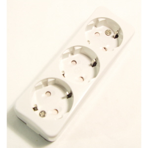 둥근형 노출 접지 콘센트 3구 220V 2