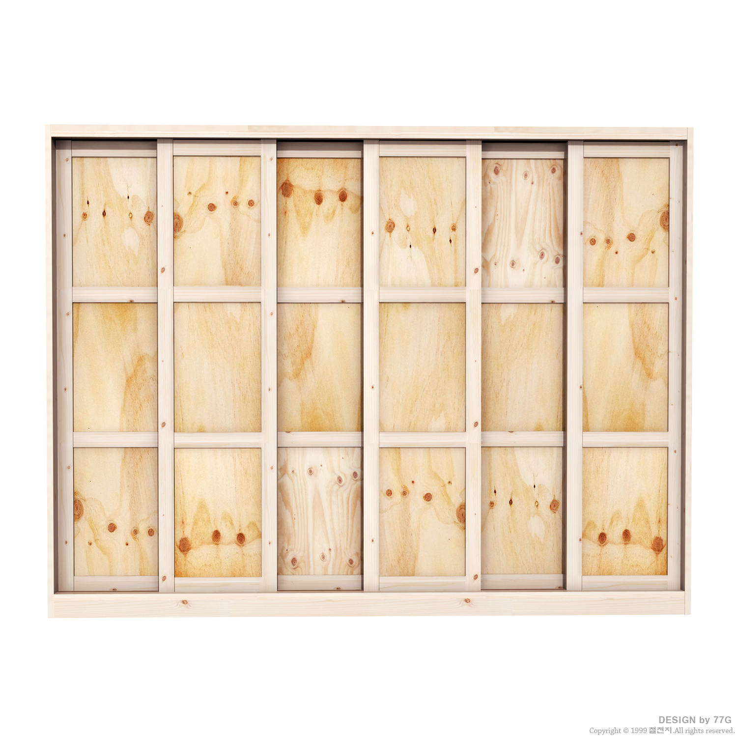 시즈닝 원목 미닫이문 (문틀폭 64mm, 3칸 나눔) 2