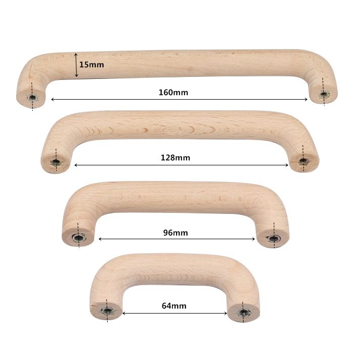 철천지 베이직 2구 원목손잡이 나무 우드 싱크대 서랍장 가구 H21404(160mm) 4